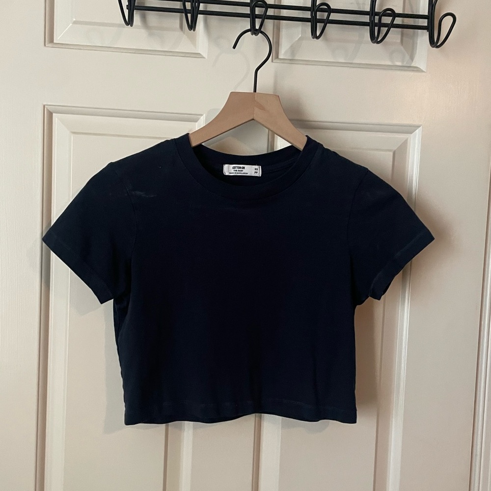 💙 Cotton On Dark Navy Blue The Baby Tee Cropped Womens XS 💙